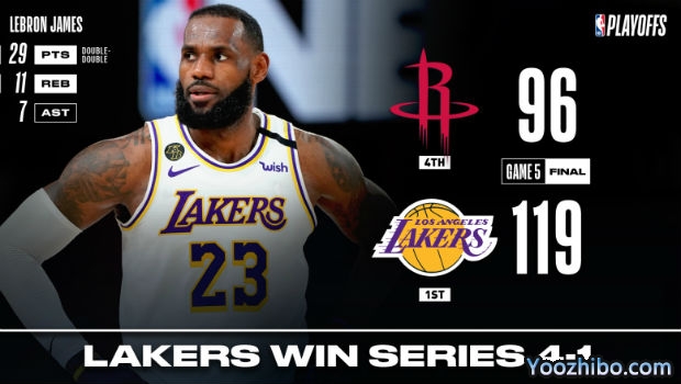 <a href=/lanqiumf/lakers/ target=_blank class=infotextkey>湖人</a>大胜<a href=/lanqiumf/rockets/ target=_blank class=infotextkey>火箭</a>大比分4-1晋级西决